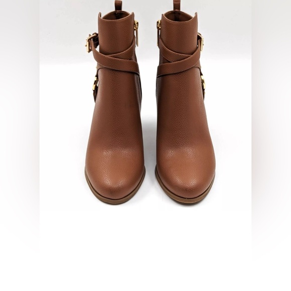 Michael Kors Women Tally MK Logo Brown Faux Leather Dressy Office Boots size 9.5 - Picture 5 of 14